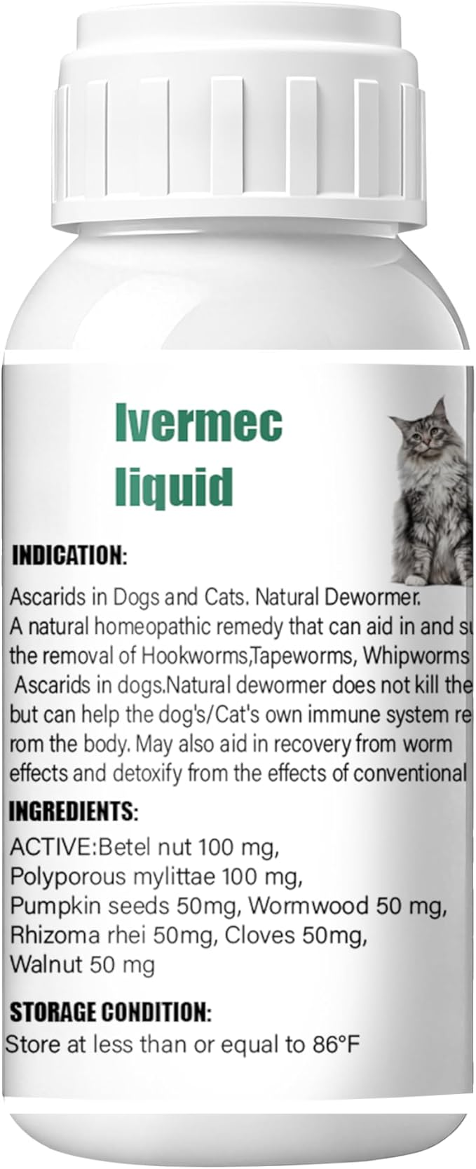 Cat Dewormer Liquid,Dewormer for Cats Broad Spectrum for Tapeworms, Roundworms & Hookworms, Promotes Digestive Comfort & Daily Balance