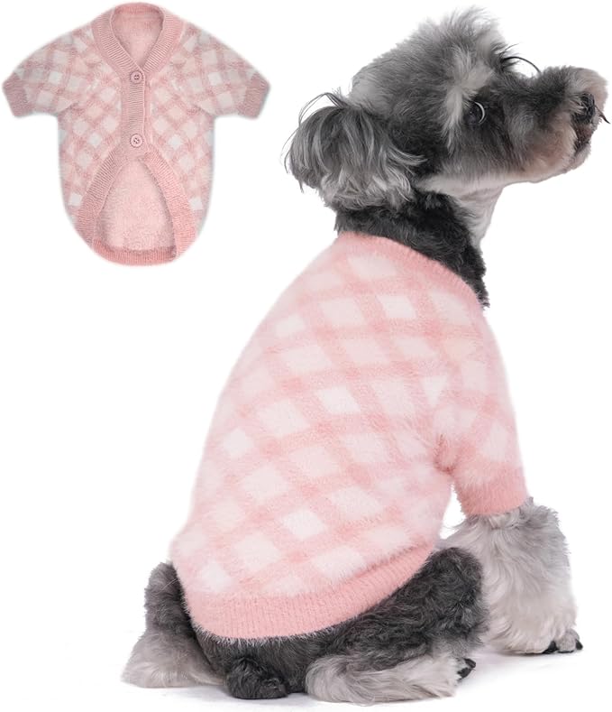 Dog Sweater, Sweaters for Small Dogs, Warm Soft Pet Clothes for Puppy, Medium Large Cat, Dogs Girl or Boy, Dog Shirt for Winter Christmas (Pink, Small)