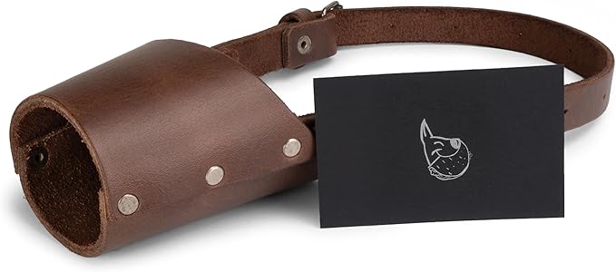 Taco Dog, Leather Dog Muzzle Guard Handmade from Full Grain Leather - Secure Training Cover, Mouth Guard Mask Prevents Biting Chewing (Bourbon Brown, Large)