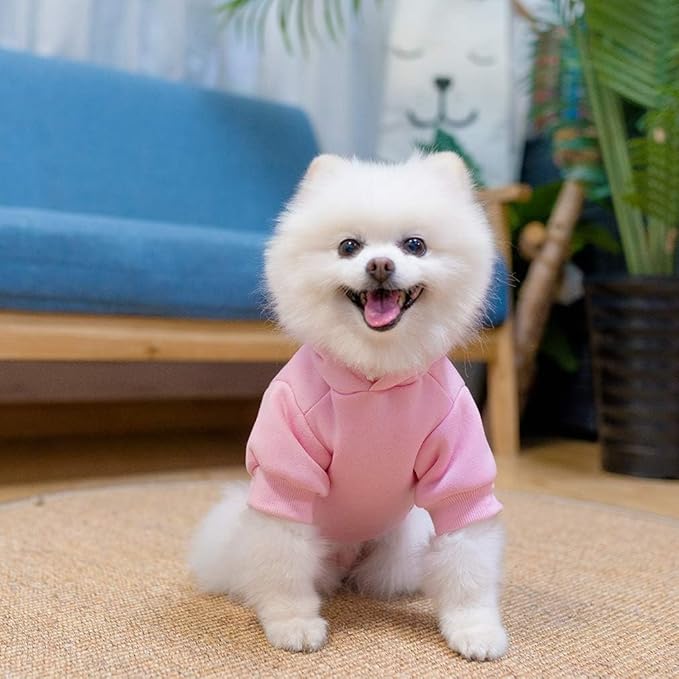 KOOLTAIL Dog Hoodie for Large Medium Small Dogs, Soft and Warm Pet Sweater with Leash Hole and Pocket Boy Girl, Puppy Fall Winter Jacket Clothes, French Pitbull Cold Weather Coat Sweatshirt, Pink SM
