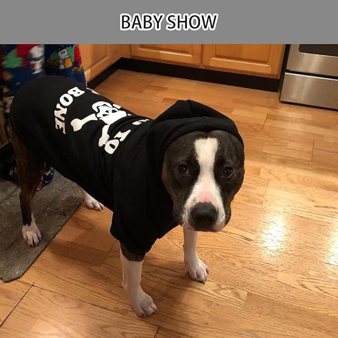 EXPAWLORER Dog Hoodie - Bad to The Bone Lettered, Dog Sweater with Hat, Pet Fall Cold Winter Clothes with Built-in Dog Lead Hole, Pet Warm Outfit for Cats and Small to Large Dogs (X-Large)