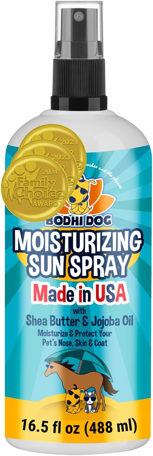Bodhi Dog Sunscreen Moisturizing Pet Sun Spray (16.5 Fl Oz) - Safe for Dogs, Cats & Horses - Natural Protection for Skin, Coat, Nose, Ears - Hydrating & Non-Toxic - Made in USA
