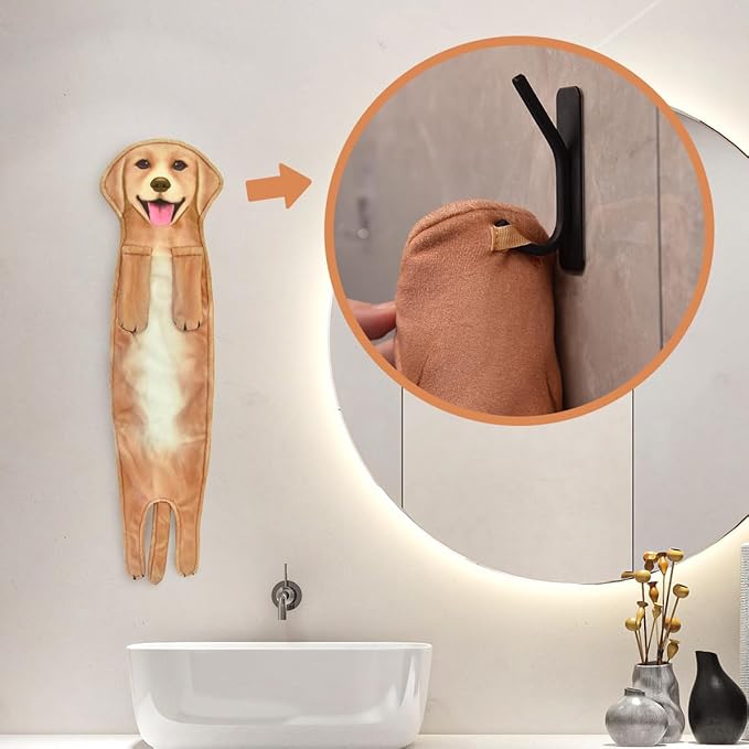 Golden Retriever Funny Hand Towels for Bathroom Kitchen Decor Dog Towel Decorative Hanging Washcloths Face Towels Super Absorbent Soft Housewarming Funny Gifts Dog Lovers for Women