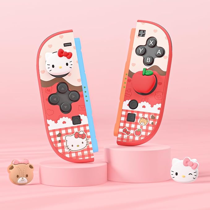 Thumb Grip Caps Compatible with Nintendo Switch 2, Silicone Joystick Grip Caps for Switch 2025, 4pcs, Cute Cat Style, White & Red