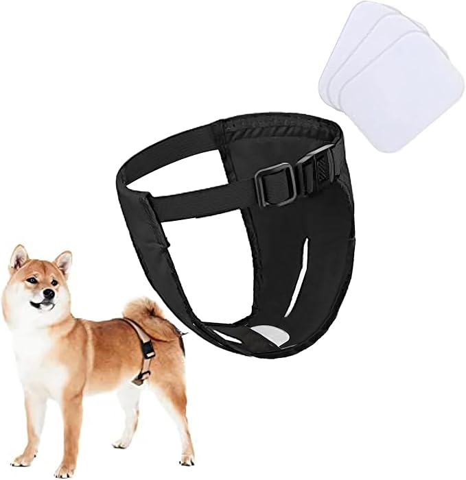 Reusable Female Dog Diapers, Dog Underwear Diaper with Adjustable, Washable Sanitary Pantie for Female Dogs in Heat (Black XL)