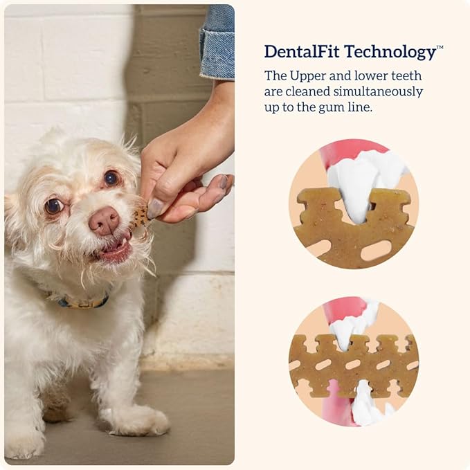 Groovies Flexible Dog Dental Chews with Patented DentalFit Technology to Help Support Tartar Control & Fresh Breath, Small Dog Chews for 5-15 lb Dogs, USA Manufactured Oral Care, 43 Chews
