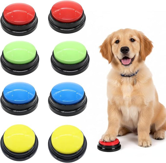 8 Pieces Voice Recording Button for Dog Voice Recording Clicker for Cat Colorful Dog Buttons for Communication 30 Second Record & Playback Pet Talking Trainin Buttons Funny Gifts for Pet