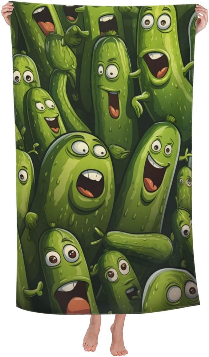 Pickle Beach Towel Fun Food Sand-Free Microfiber Bath Towel Ultra Soft Quick Dry Pool Towel Absorbent Towel Lightweight Towel Gifts for Outdoor Bathroom Swimming Decor 31inx51in