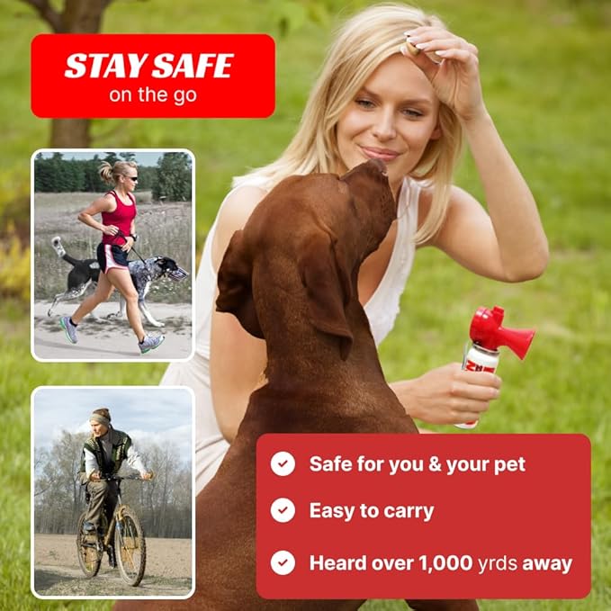 DogHorn XL (3 PK) - Air Horn for Dogs. Stop Aggressive Dogs! Scare Coyotes Bear & Wild Animals! Effective Training Tool & Outdoor Safety Alarm for Hiking Biking Camping Boating & More! (Pack of 3)