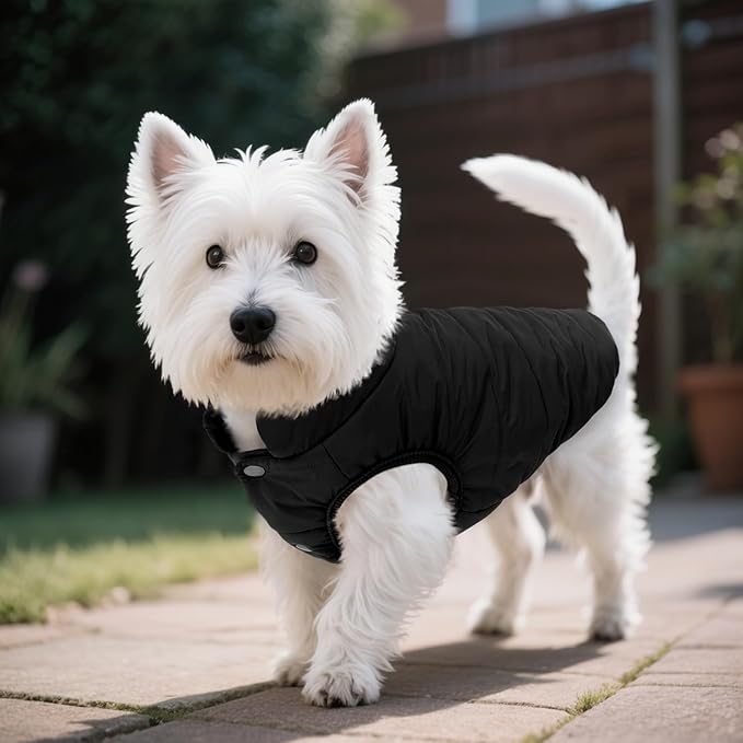 ASENKU Windproof Dog Winter Coat Waterproof Fleece Jacket Cold Weather Pet Apparel for Small Medium Large Dogs (Black, 2XL)