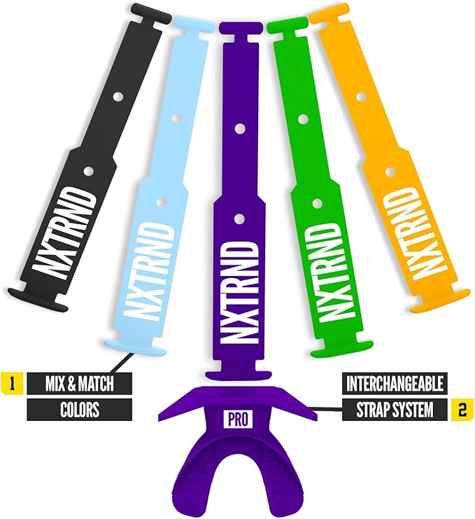 Nxtrnd One Pro Football Mouth Guard, Interchangeable Strap, Fits Adult & Youth (Purple)