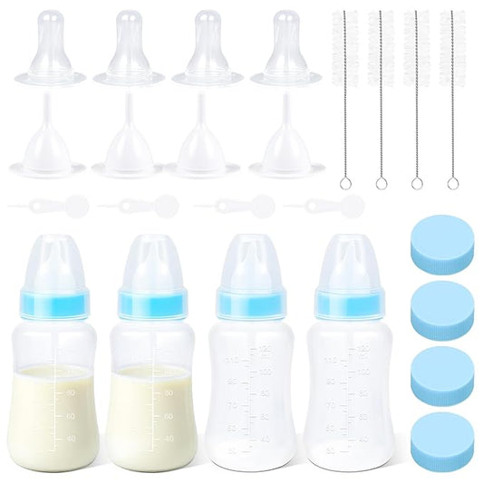 Puppy Kitten Nursing Bottle 4oz - Small Animal Feeding Kit with Nipples | Hand Feeding Supplies for Puppies, Kittens, Rabbits, Ferrets & Newborn Pets