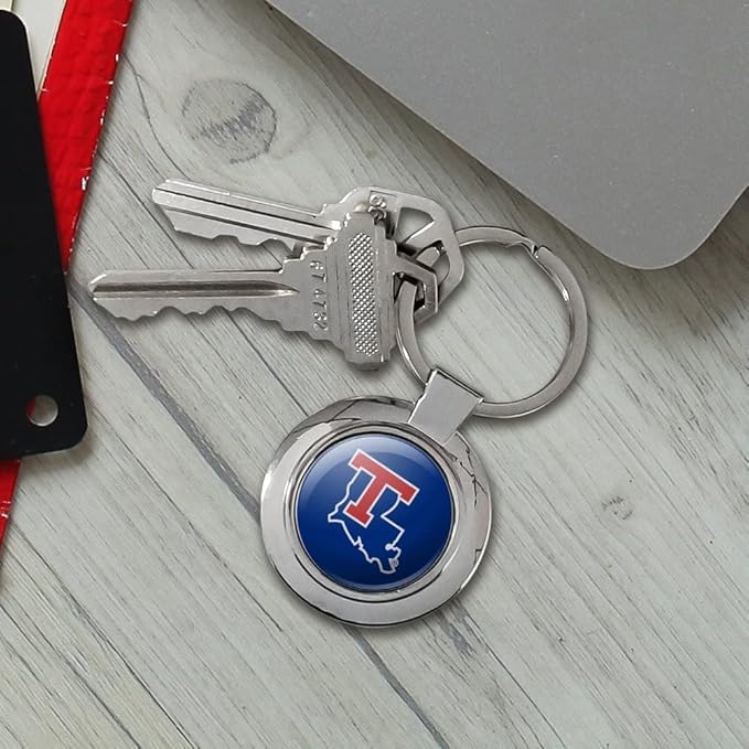 Louisiana Tech University Bulldogs Logo Keychain Classy Round Chrome Plated Metal