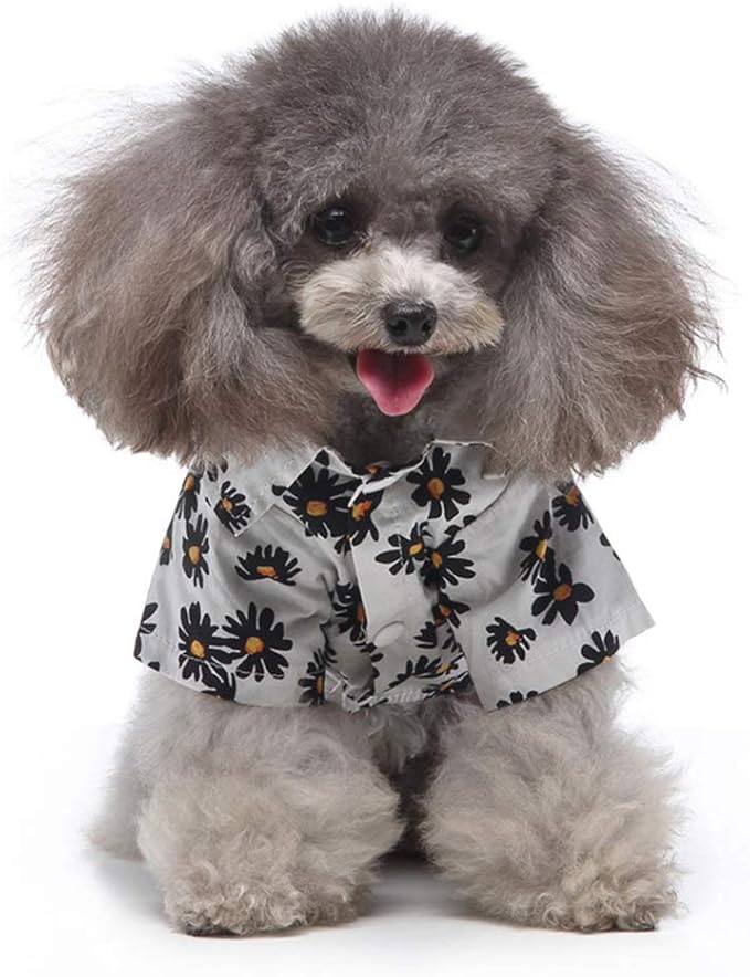 Tangpan Summer Pet Daisy Hawaiian Beach Plaid Print Shirts Clothes for Dog White M