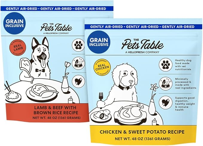 The Pets Table Grain Inclusive Air Dried Dog Food 2 Pack - Chicken & Sweet Potato + Lamb & Beef, 48 Ounce (Pack of 2)