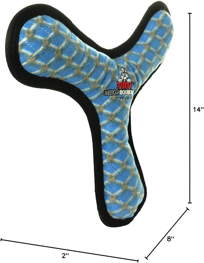 TUFFY - World's Tuffest Soft Dog Toy - MEGA -Multiple Layers. Made Durable, Strong & Tough. Interactive Play (Tug, Toss & Fetch). Machine Washable & Floats (Boomerang Chain Link, Large 2 Pack)