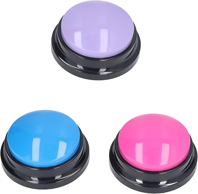 Bewinner 3 Color Voice Recording, Dog Buttons for Communication Pet Training Buzzer, 30s Recording Dog Talk Buttons for Training Recording