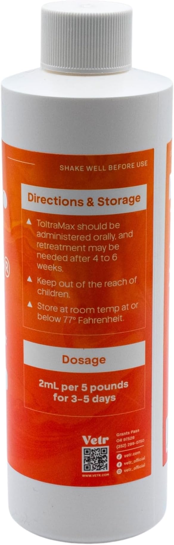 Toltrazuril 2.5% for Horses, Dogs, Cats, 240mL/8 Ounce, for Non-Food Chain Animals, Alfalfa