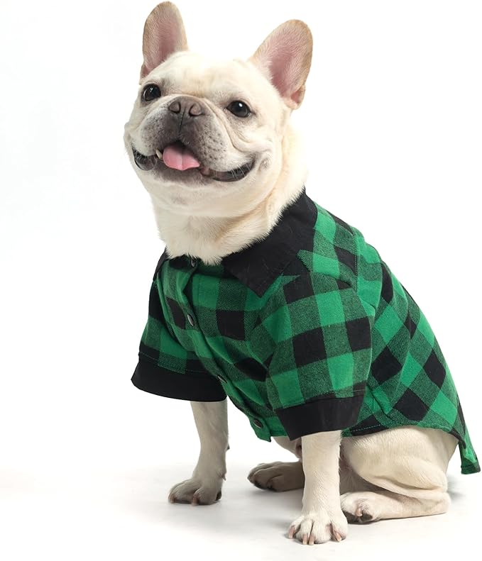 KOOLTAIL Dog Shirt, Christmas Green Plaid Pet Shirts, Black Clash Cute Dog Apparel Clothes Suitable for All Seasons, Comfortable Dogs T-Shirt for Small Medium Large Dogs Cats, Pet Outfit Costume, M