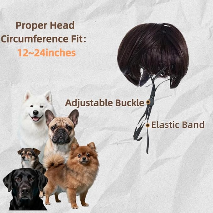 Funny Dog Cat Cosplay Wig,Pet Wigs for Small Medium Large Dogs with Adjustable Elastic Bands,Trimmable Pet Costume Cat Cosplay Decoration for Halloween,Christmas, Parties