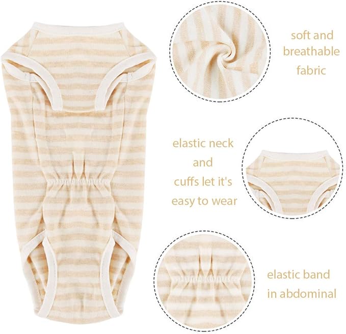 Dog Diapers Period Suit for Female Dog Sanitary Panties in Heat Male Doggy Diapers Cover Dog Onesie to Keep Diaper On Fit for Small Medium Dogs Yellow Stripe/Medium
