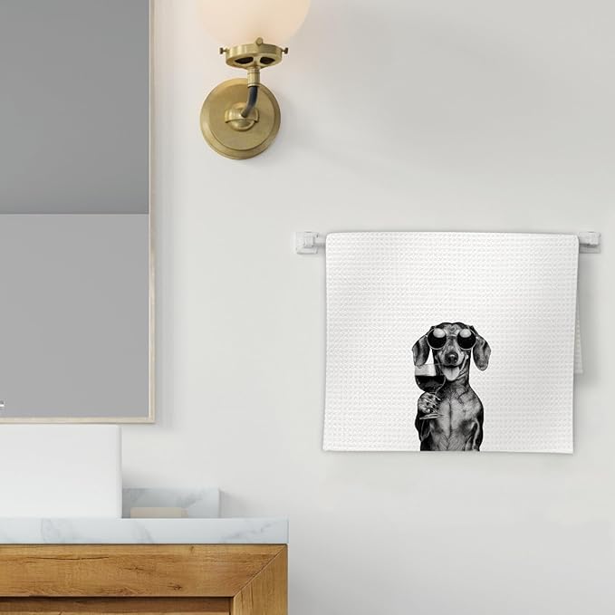 Dachshund Gifts Wine Dog Kitchen Towels, Gifts for Dachshund Wine Lovers Decorative Hand Dish Towel for Kitchen Home Bar, Funny DachshundDog WineLover Home Bar Kitchens Decor(16x24 Inch)