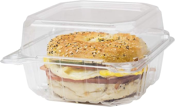 Karat 5.8inch Clear Plastic Hinged Clamshell Food Containers - Durable, Stackable, Crack-Resistant To-Go Boxes, Case of 500, FP-HC66PET-1C
