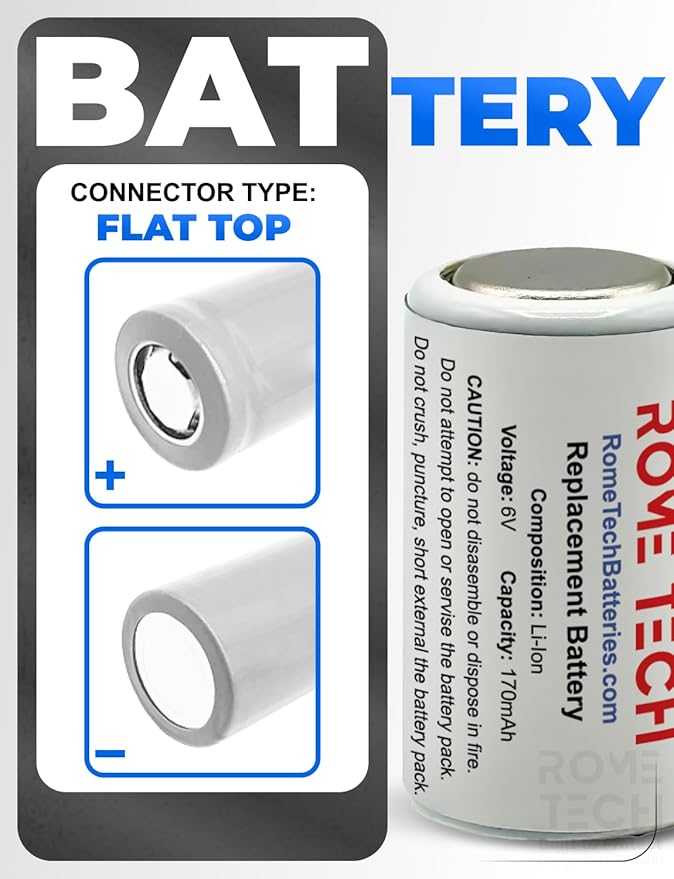 Rome Tech Replacement Battery for Pet Stop Dog Collars PCC-100, PCC-200, PTPIR-003, PTPFS-00, Ultra Elite - 6V 170mAh Lithium Ion Rechargeable