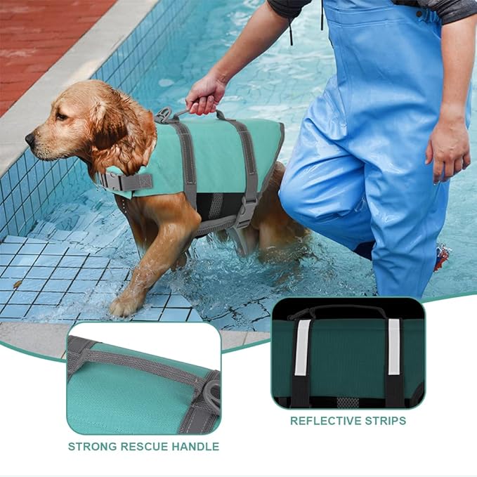 Doglay Dog Life Jacket, Dog Life Vest for Swimming Boating, Adjustable Puppy Life Jacket with Reflective Stripes, Superior Buoyancy Dog Swimming Vest for Small Medium and Large Dogs