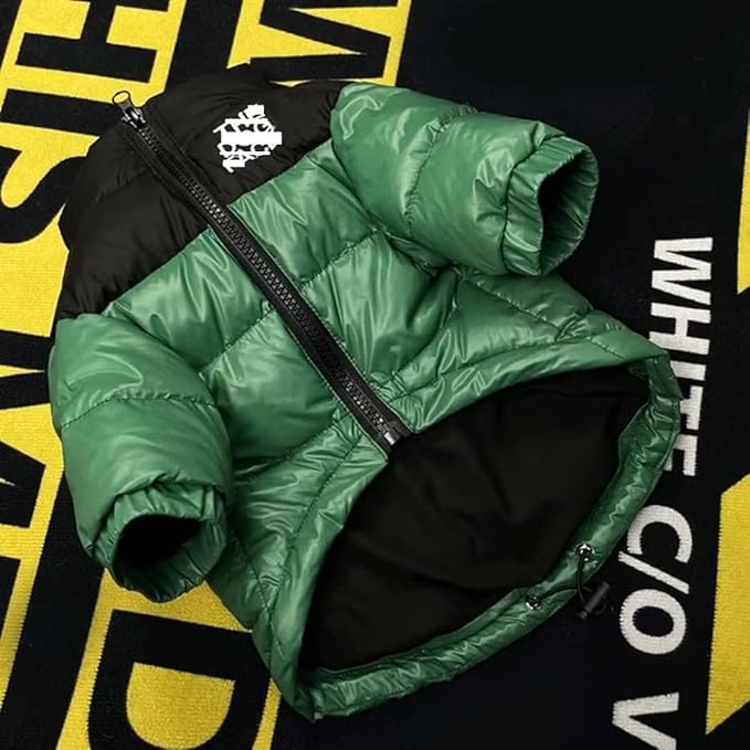 Dog Winter Coat Duck Down Jacket for Small Medium Dogs-Thicken Dog Coat Windbreaker Puppy Winter Clothes for Cold Weather Snowday (Green, Large)