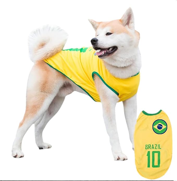 GabeFish Dog World Cup T Shirt Pets Football Jersey Sports Soccer National Team Vest Cat Summer Cool Clothes Apparel Brazil X-Small