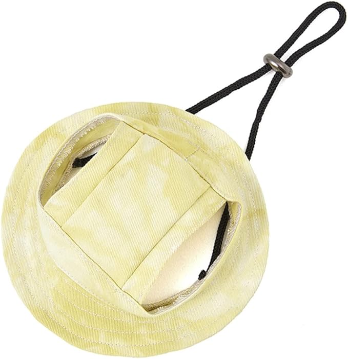 Round Brim Princess Hat Visor Hat Pet Dog Mesh Porous Sun Hat with Ear Holes for Small, Extra Small Dog Teddy, Pug, Chihuahua, Shih Tzu, Yorkshire Terriers, Papillon T-Yellow S