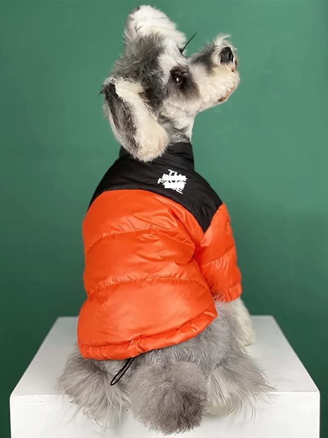 Dog Winter Coat Duck Down Jacket for Small Medium Dogs-Thicken Dog Coat Windbreaker Puppy Winter Clothes for Cold Weather Snowday (Orange, Small)