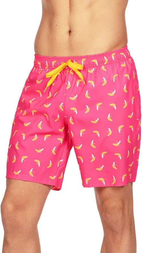 Tipsy Elves Men's Stretch Swim Trunks 7 Inch Inseam 4-Way Stretch with Mesh Liner - Quick-Dry Funny Swimwear Bathing Suit
