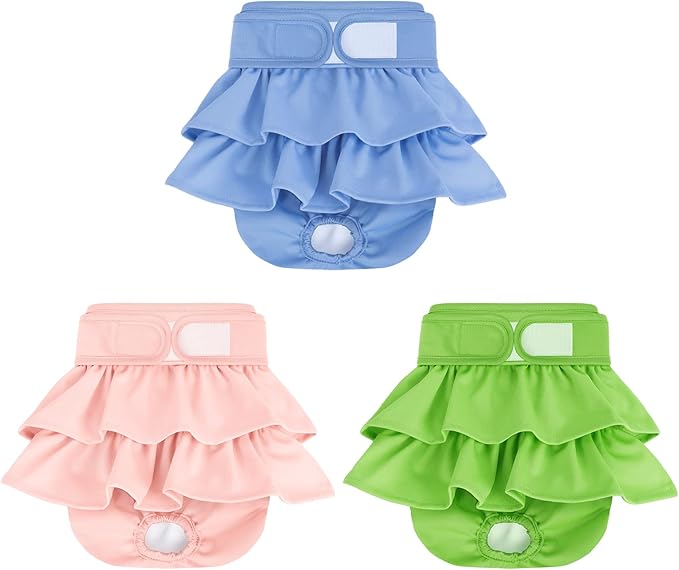 Reusable Dog Diapers Female 3 Pack Washable Highly Absorbent Doggie Diapers, Flexible Doggy Diapers Female, Leak-Proof Puppy Diapers for Dog Period Heat Incontinence Potty Training, M