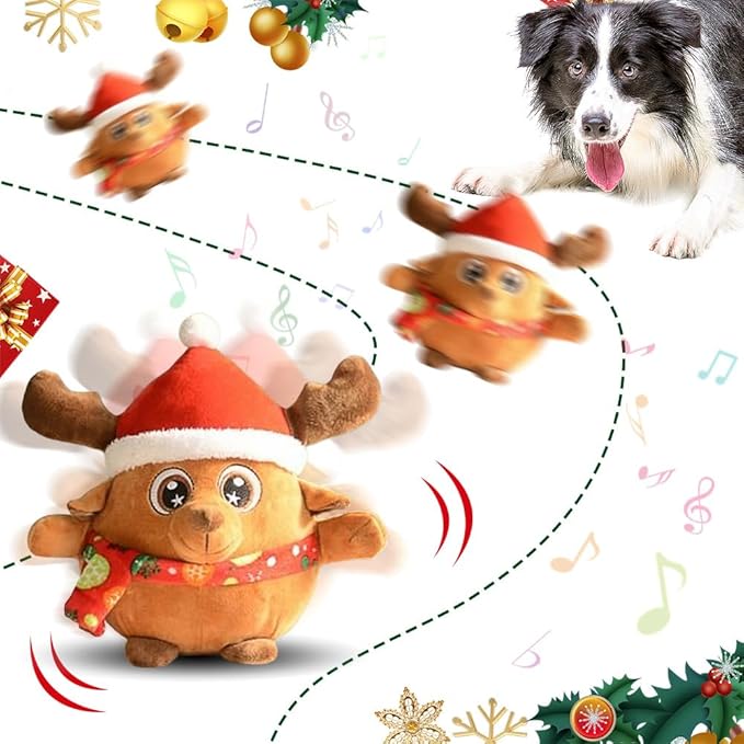 Interactive Dog Toys, 2025 New Active Moving Pet Plush Toy, Rechargeable Squeaky Dog Ball Toy with Talking Sound, Washable Cartoon Pig Plush Toy for Dogs Puppies (Brown)