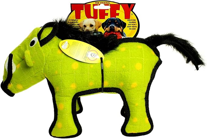 TUFFY - World's Tuffest Soft Dog Toy - Desert - Multiple Layers. Made Durable, Strong & Tough. Interactive Play (Tug, Toss & Fetch). Machine Washable & Floats (Green Warthog, Large 2 Pack)