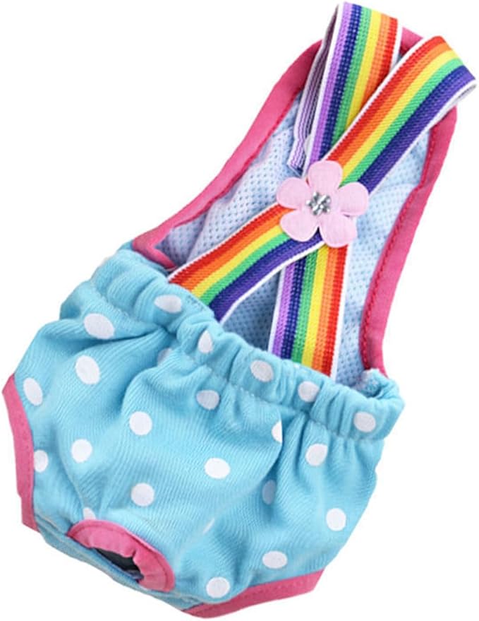 Dog Physiological Pants Pet Sanitary Pantie with Suspender Cat Diapers Underwear Puppy Adjustable Costumes Reusable Washable Breathable Menstruation Outfits Dog Diapers for Girl Dogs (Blue, XS)