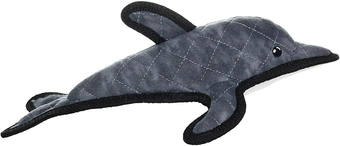 TUFFY - World's Tuffest Soft Dog Toy - Ocean- Squeakers - Multiple Layers. Made Durable, Strong & Tough. Interactive Play (Tug, Toss & Fetch). Machine Washable & Floats. (Dolphin, Large 2 Pack)