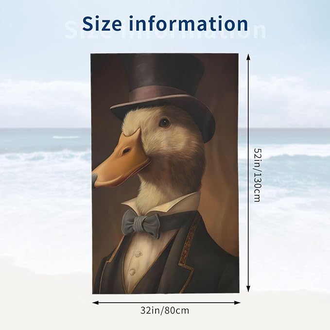 Duck Beach Towel 31inx51in, Animal Sand-Free Microfiber Bath Towel Ultra Soft Quick Dry Pool Towel Absorbent Towel Lightweight Towel for Swimming Bathroom Decor