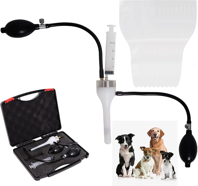 Wadoy Dog Artificial Insemination Kit for 3-10KG Dogs, Upgrade Double Pressurization Semen Booster with 10 PCS Collection Bags, Dogs Breeding Pet Supplies Kit