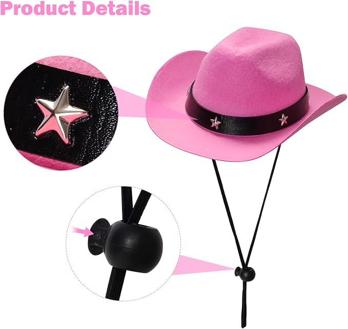 Fumwase Pet Cowboy Costume Halloween Costumes for Dogs Cat Puppy Hats with Bandana Scarf Cowboy Costume Accessories Dog Cat for Party Festival and Daily Wearing (Pink hat + Pink, Small)