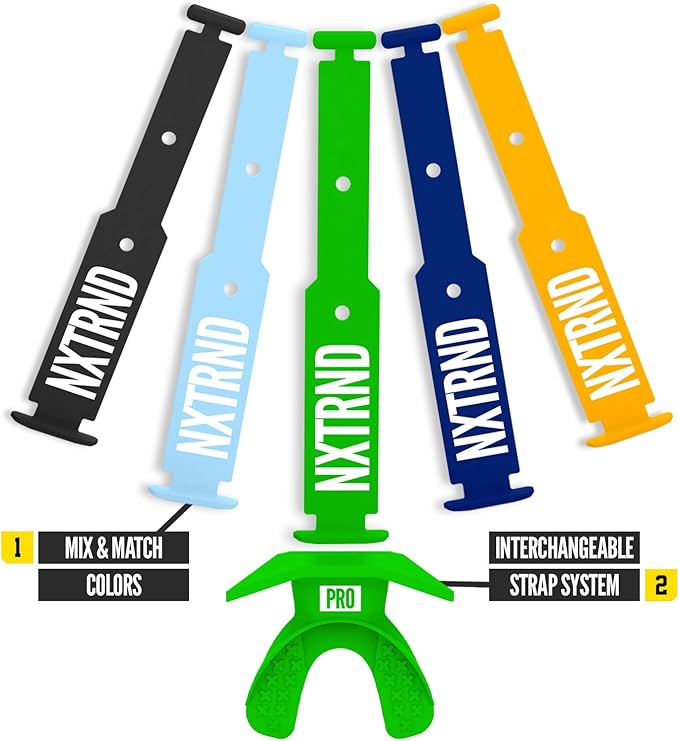 Nxtrnd One Pro Football Mouth Guard, Interchangeable Strap, Fits Adult & Youth (Green)
