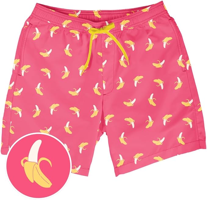 Tipsy Elves Men's Stretch Swim Trunks 7 Inch Inseam 4-Way Stretch with Mesh Liner - Quick-Dry Funny Swimwear Bathing Suit