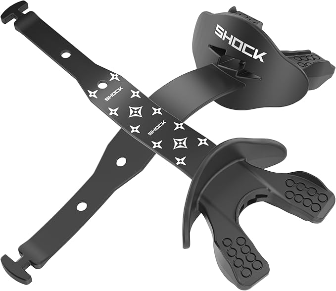 Shock Doctor Bolt Lipguard, Adult Mouth Guard Football with Strap. Mouthguard One Size Fits All
