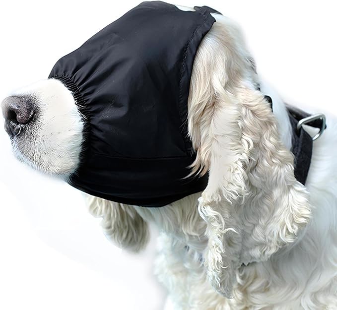 NACOCO Dog Calming Cap Eye Mask Nylon Shading Pet Anxiety Mask Muzzle for Grooming Anti Car Sickness (Black,XL)