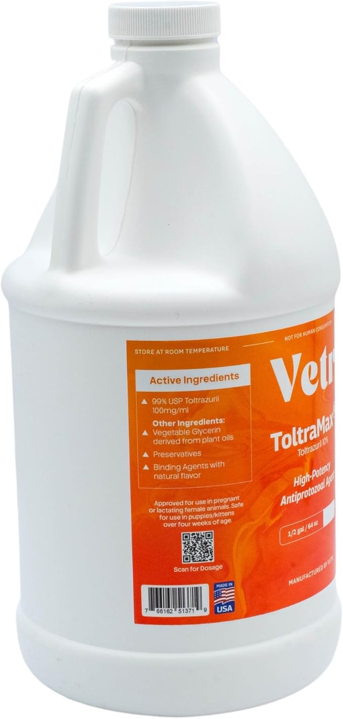 Toltrazuril 10.0% for Horses, Dogs, Cats, 1/2 Gallon, for Non-Food Chain Animals, Alfalfa