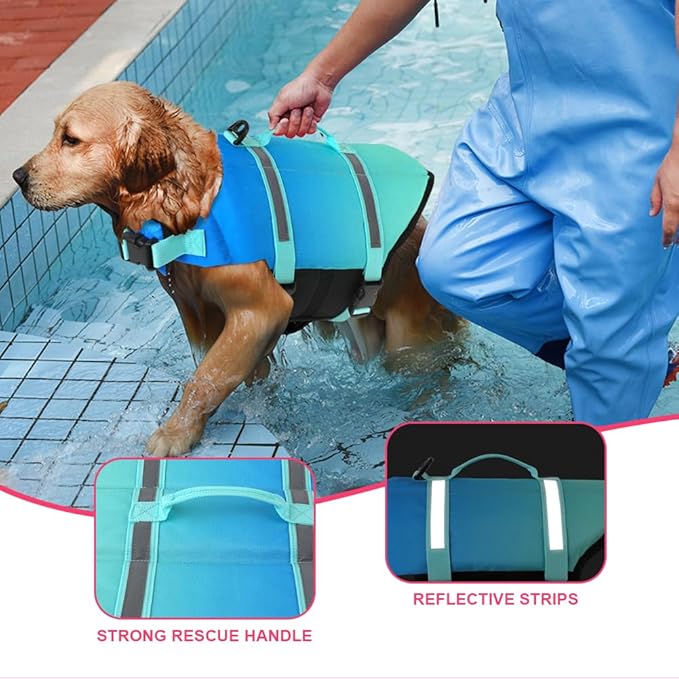 Doglay Dog Life Jacket, Dog Life Vest for Swimming Boating, Adjustable Puppy Life Jacket with Reflective Stripes, Superior Buoyancy Pet Swimming Vest for Small Medium and Large Dogs