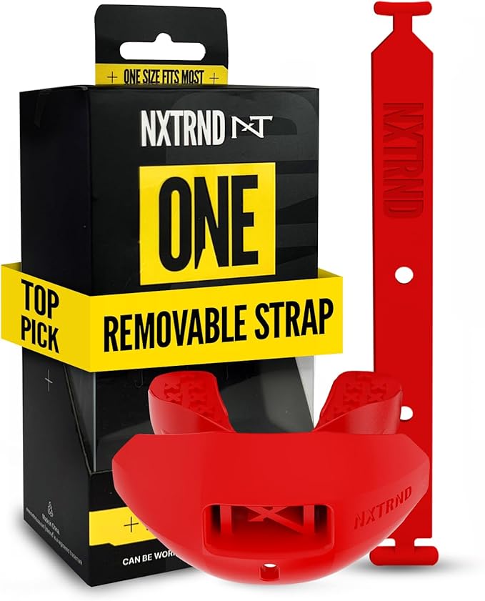 Nxtrnd One Football Mouth Guard, Strap Included, Fits Adult & Youth (Red)