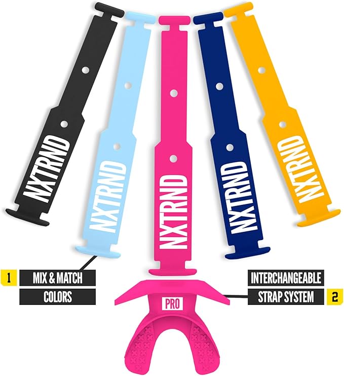 Nxtrnd One Pro Football Mouth Guard, Interchangeable Strap, Fits Adult & Youth (Pink)